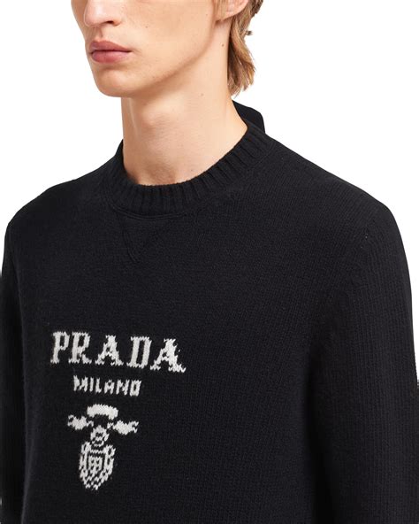 prada crewnexk|Black Wool And Cashmere Crew.